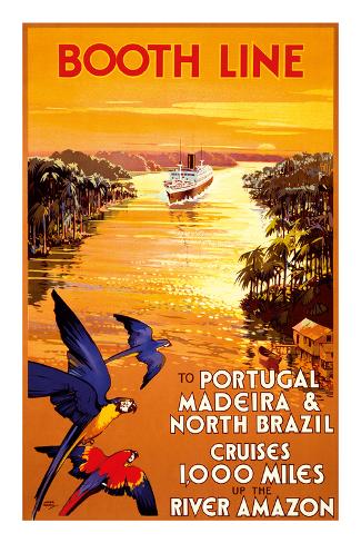 Premium Giclee Print: Portugal - Madeira - North Brazil - Booth Line - Cruises 1,000 Miles Up the River Amazon by Walter Thomas: 36x24in