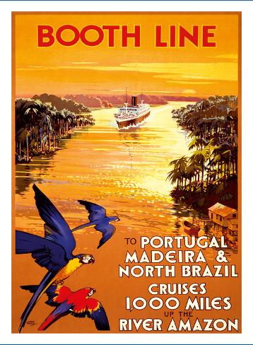 Premium Giclee Print: Portugal - Madeira - North Brazil - Booth Line - Cruises 1,000 Miles Up the River Amazon by Walter Thomas: 16x12in