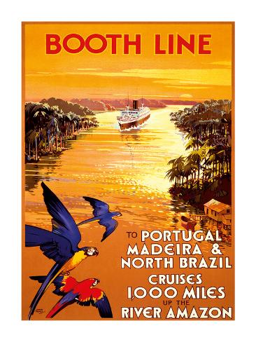 Premium Giclee Print: Portugal - Madeira - North Brazil - Booth Line - Cruises 1,000 Miles Up the River Amazon by Walter Thomas: 24x18in