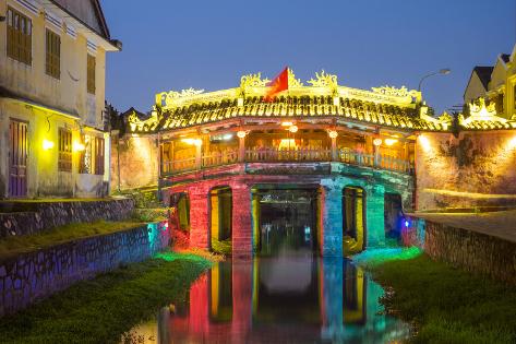 Photographic Print: The Japanese Covered Bridge in Hoi An ancient town at night, Hoi An, Quang Nam Province, Vietnam by Jason Langley: 36x24in