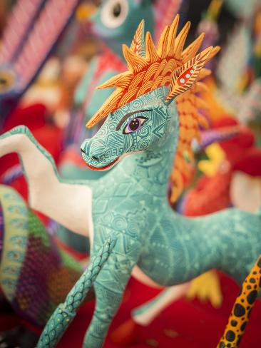 Photographic Print: Colorful carved wooden figure (alebrije) of a horse, Oaxaca valley, Oaxaca, Mexico, North America by Melissa Kuhnell: 32x24in