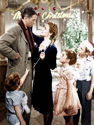 Photo: It's a Wonderful Life, Jimmy Hawkins, James Stewart, Donna Reed, CArol Coomes, Larry Simms, 1946: 24x18in