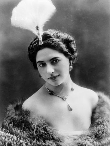 Photo: Portrait around, 1900 of the famous Dutch dancer MATA HARI, in a white dress (b/w photo): 32x24in