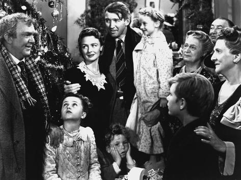 Photo: It's a Wonderful Life de FranckCapra avec James Stewart et Donna Reed 1946 famille devant un arbre: 32x24in