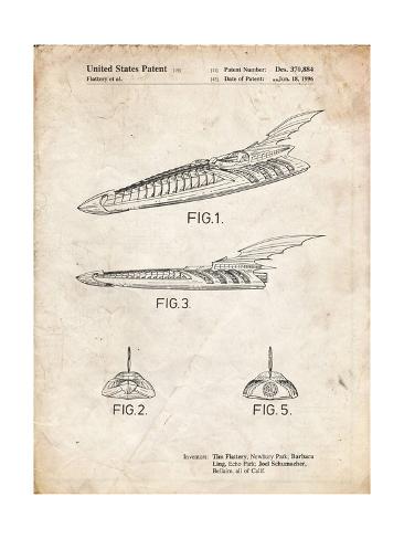 Giclee Print: PP483-Vintage Parchment Batman Forever Batboat Patent Poster by Cole Borders: 24x18in