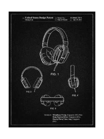 Giclee Print: PP550-Vintage Black Headphones Patent Poster by Cole Borders: 24x18in