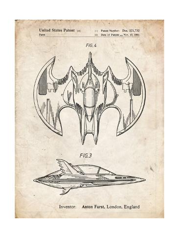 Giclee Print: PP719-Vintage Parchment Batman Batwing Poster by Cole Borders: 24x18in