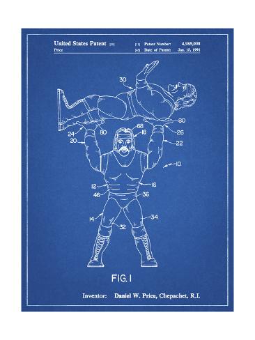 Giclee Print: PP885-Blueprint Hulk Hogan Wrestling Action Figure Patent Poster by Cole Borders: 24x18in