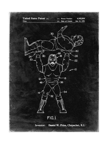 Giclee Print: PP885-Black Grunge Hulk Hogan Wrestling Action Figure Patent Poster by Cole Borders: 24x18in