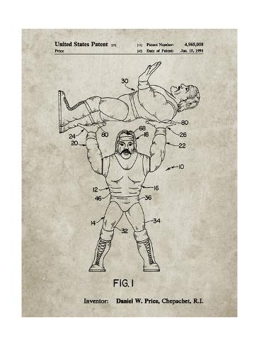 Giclee Print: PP885-Sandstone Hulk Hogan Wrestling Action Figure Patent Poster by Cole Borders: 24x18in