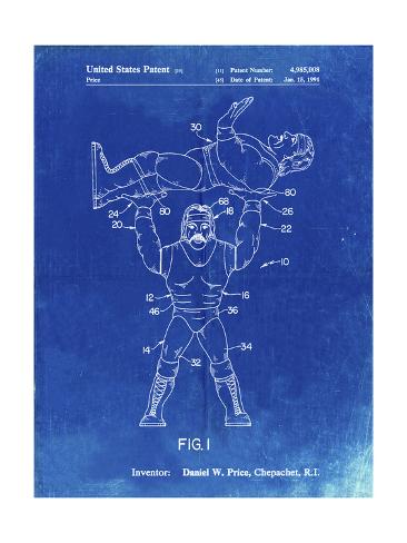 Giclee Print: PP885-Faded Blueprint Hulk Hogan Wrestling Action Figure Patent Poster by Cole Borders: 24x18in