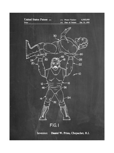 Giclee Print: PP885-Chalkboard Hulk Hogan Wrestling Action Figure Patent Poster by Cole Borders: 24x18in