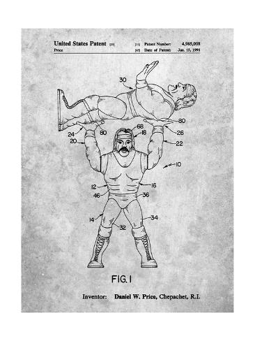 Giclee Print: PP885-Slate Hulk Hogan Wrestling Action Figure Patent Poster by Cole Borders: 24x18in