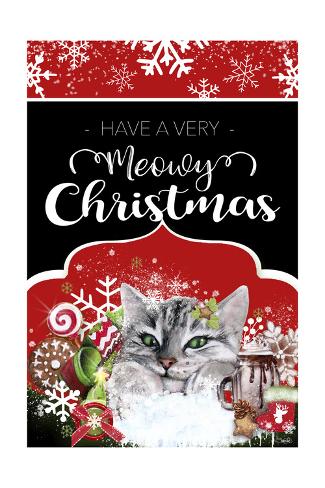 Giclee Print: Have a Very Meowy Christmas - Flag Sign by Sheena Pike Art And Illustration: 36x24in