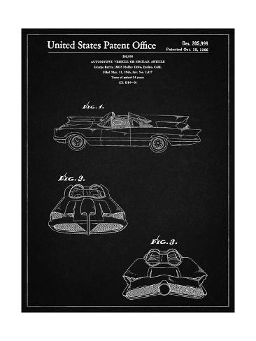 Giclee Print: PP316-Vintage Black Batman TV Batmobile Patent Poster by Cole Borders: 24x18in