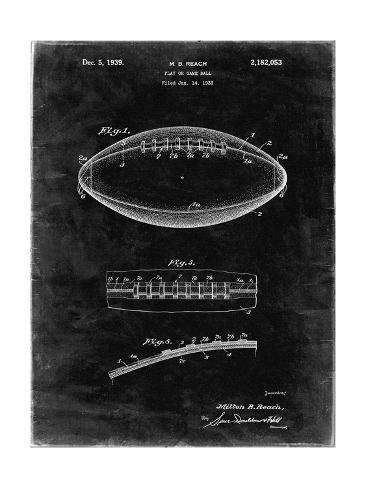 Giclee Print: PP71-Black Grunge Football Game Ball Patent by Cole Borders: 24x18in