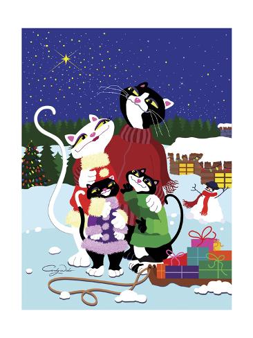 Giclee Print: Christmas Cats Theme Christmas Star V2 by Cindy Wider: 24x18in