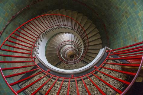 Premium Photographic Print: Slovenia, Ljubljana. Spiral staircase seen top down. by Jaynes Gallery: 36x24in