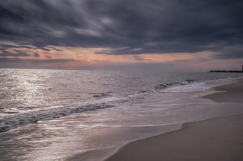 Premium Photographic Print: USA, New Jersey, Cape May National Seashore. Overcast sunset on shore. by Jaynes Gallery: 36x24in