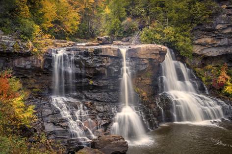 Premium Photographic Print: USA, West Virginia, Blackwater Falls State Park. Waterfall and forest scenic. by Jaynes Gallery: 36x24in