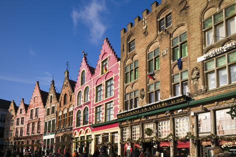 Premium Photographic Print: Belgium, Bruges. The Markt, market square buildings by Walter Bibikow: 36x24in