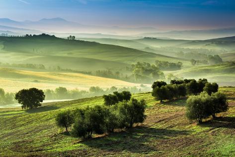 Photographic Print: Fog in the Valley at Sunrise, Tuscany by Shaiith: 24x16in