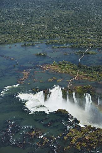 Photographic Print: Walkway and Devil's Throat, Iguazu Falls, on Brazil, Argentina Border by David Wall: 36x24in