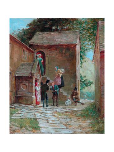 Giclee Print: View of the Yard with Figures, Kilnhurst, Todmorden, c.1860 by Alfred Walter Bayes: 24x18in