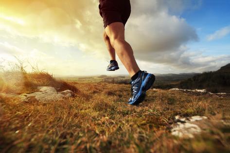 Photographic Print: Outdoor Cross-Country Running in Early Sunrise Concept for Exercising, Fitness and Healthy Lifestyl by Flynt: 12x8in