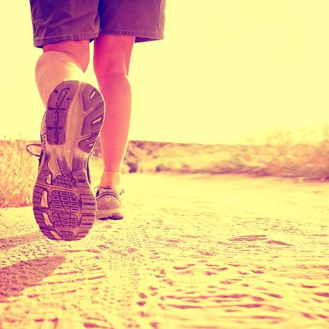 Photographic Print: An Athletic Pair of Legs on a Dirt Path during Sunrise or Sunset - Healthy Lifestyle Concept Toned by graphicphoto: 16x16in