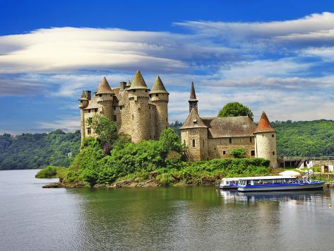 Photographic Print: Beautiful Fairy Castle in Lake - Chateau De Val, France by Maugli-l: 24x18in