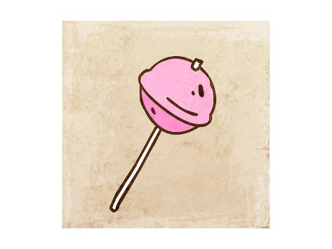 Art Print: Lollipop Sweet Candy. Cute Hand Drawn, Vintage Paper Texture by Ozerina Anna: 24x18in