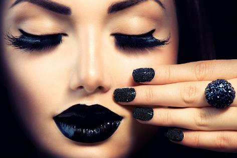 Photographic Print: Beauty Fashion Model Girl with Black Make Up, Long Lushes by Subbotina Anna: 24x16in