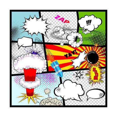 Art Print: Retro Comic Book Speech Bubbles by Designer things: 12x12in