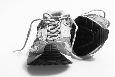 Photographic Print: Worn Sneakers Trainers Ilford Delta B/W by BCFC: 24x16in Photographic Print: Worn Sneakers Trainers Ilford Delta B/W by BCFC: 24x16in