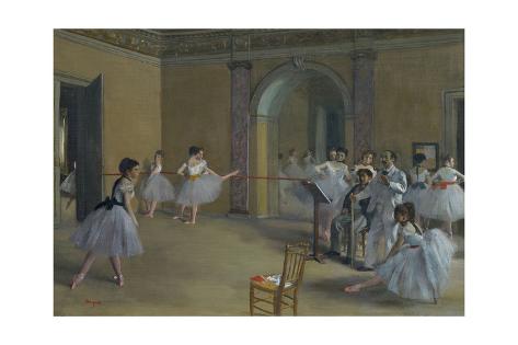 Giclee Print: Le foyer de la danse a l'Opera de la rue Le Peletier, Ballet studio at the Opera in rue Le Peletier by Edgar Degas: 18x12in