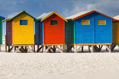Photographic Print: Colorful Beach Huts at Muizenberg Beach by impalastock: 24x16in