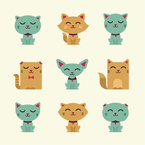 Art Print: Vector Cats by vector pro: 12x12in