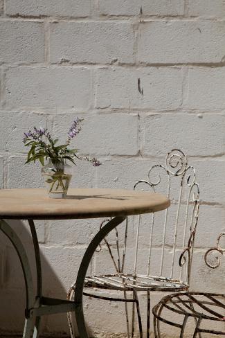 Photo: Marble cafe style table with wrought iron chairs by Alyson Smith: 12x8in