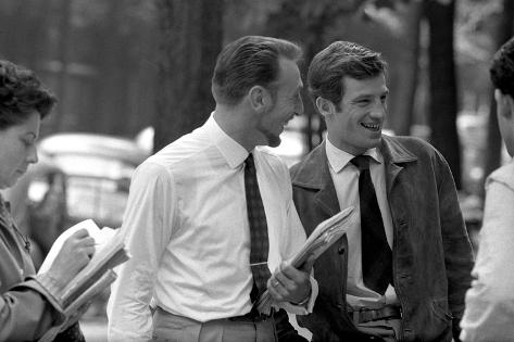 Photographic Print: Jean-Paul Belmondo and Jacques Dupont by Luc Fournol: 12x8in