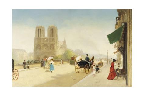 Giclee Print: Friant, One Summer Day near Notre-Dame: 24x16in