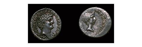 Giclee Print: Coins of Mark Antony and Octavian, 1st century BC. Artist: Unknown: 24x8in