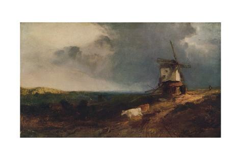 Giclee Print: Landscape With Windmill, 19th century, (1917) by Henry Bright: 18x12in