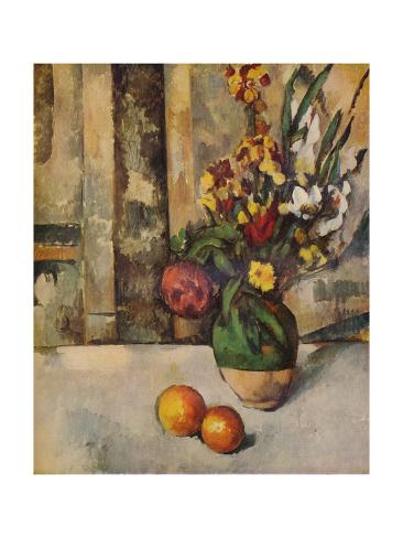 Giclee Print: 'Vase de Fleurs et Pommes', c19th century by Paul Cezanne: 12x9in