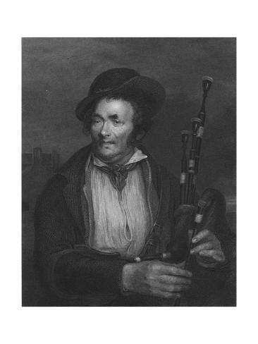 Giclee Print: 'The Bagpiper', c1845 by Robert Charles Bell: 24x18in