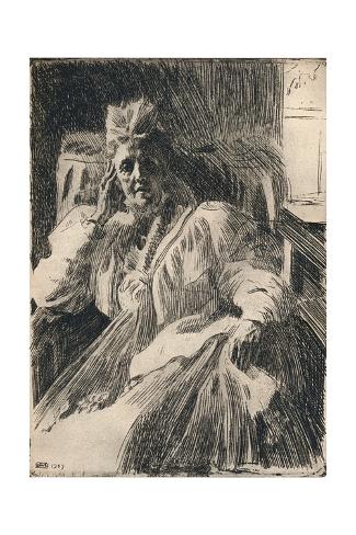 Giclee Print: An Etching of the Dowagger Queen of Sweden, c1909 by Anders Leonard Zorn: 24x16in