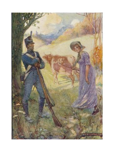 Giclee Print: 'Driving A Cow Before Her, Laura Secord Passed The American Sentries', c1909, by Joseph Ratcliffe Skelton: 24x18in