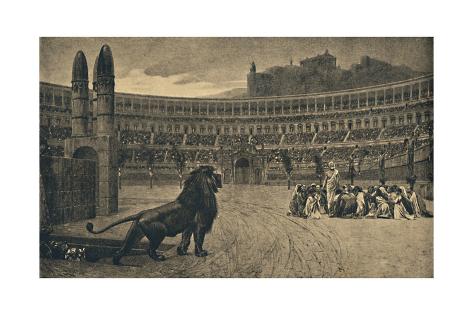 Giclee Print: 'Roma - Circus Maximus - Last prayer of the Christians thrown to the wild animals', 1910: 24x16in
