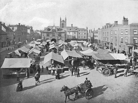 Photographic Print: 'Market-Place, Peterborough', c1896 by H Marriott: 12x9in