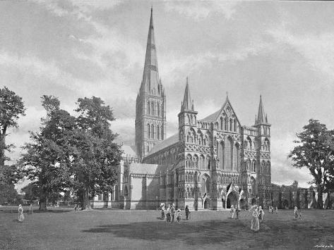 Photographic Print: 'Salisbury Cathedral: West Front', c1896 by GW Wilson and Company: 12x9in